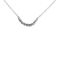 .925 Sterling Silver Blue Diamond Accent Curved Bar Necklace- 18