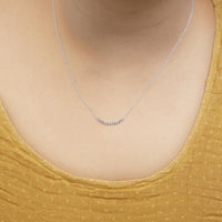.925 Sterling Silver Blue Diamond Accent Curved Bar Necklace- 18