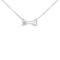 .925 Sterling Silver Diamond Accent Dog Bone Charm 18