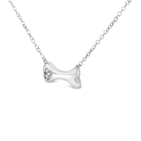 .925 Sterling Silver Diamond Accent Dog Bone Charm 18
