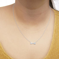 .925 Sterling Silver Diamond Accent Dog Bone Charm 18