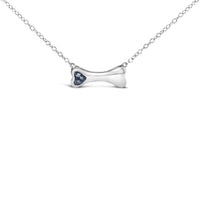 .925 Sterling Silver Treated Blue Diamond Accent Dog Bone Charm 18