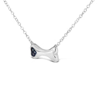.925 Sterling Silver Treated Blue Diamond Accent Dog Bone Charm 18