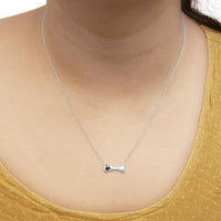 .925 Sterling Silver Treated Blue Diamond Accent Dog Bone Charm 18