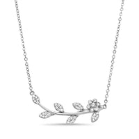 .925 Sterling Silver 1/5 Cttw Diamond Leaf and Branch Pendant Necklace (H-I Color, SI1-SI2 Clarity) -18