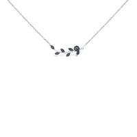 .925 Sterling Silver 1/5 Cttw Blue Diamond Leaf and Branch Pendant Necklace (H-I Color, SI1-SI2 Clarity) -18