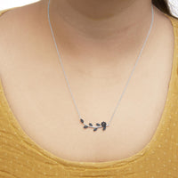.925 Sterling Silver 1/5 Cttw Blue Diamond Leaf and Branch Pendant Necklace (H-I Color, SI1-SI2 Clarity) -18