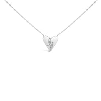 .925 Sterling Silver Diamond Broken Heart Pendant Necklace (H-I Color, I1-I2 Clarity) - 18