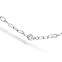 14K White Gold 1/2 Cttw Diamond Bezel Station Paperclip Chain Necklace (H-I Color, SI1-SI2 Clarity) - 18