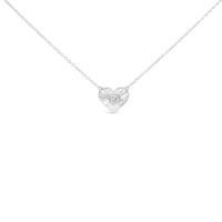 .925 Sterling Silver 1/10 Cttw Diamond Cluster Heart 18