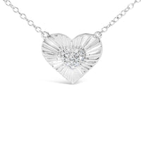 .925 Sterling Silver 1/10 Cttw Diamond Cluster Heart 18