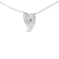 .925 Sterling Silver 1/10 Cttw Diamond Cluster Heart 18