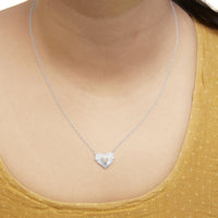 .925 Sterling Silver 1/10 Cttw Diamond Cluster Heart 18