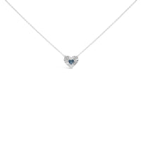 925 Sterling Silver 1/10 Cttw Treated Blue Diamond Cluster Heart 18