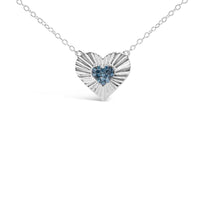 925 Sterling Silver 1/10 Cttw Treated Blue Diamond Cluster Heart 18