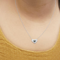 925 Sterling Silver 1/10 Cttw Treated Blue Diamond Cluster Heart 18