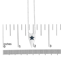 .925 Sterling Silver Blue Diamond Heart with Star Pendant Necklace