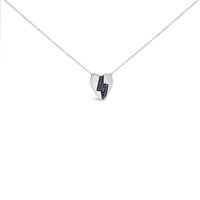 925 Sterling Silver 1/3 Ctw Blue Diamond Heart and Lightning Bolt Pendant Necklace (Blue Color, SI1-SI2 Clarity) -  18