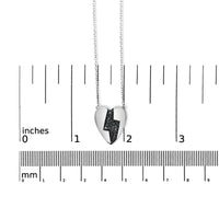 925 Sterling Silver 1/3 Ctw Blue Diamond Heart and Lightning Bolt Pendant Necklace (Blue Color, SI1-SI2 Clarity) -  18