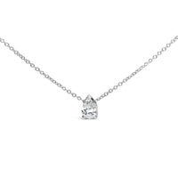 14K White Gold 1/2 Cttw Pear Shape Lab-Grown Diamond 3-Prong Solitaire Pendant Necklace 18 Inch (F-G Color, VS2-SI1 Clarity)