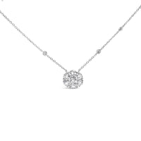 14K White Gold 3.0 Cttw Lab Grown Diamond Floral Cluster and Station 18