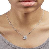 14K White Gold 3.0 Cttw Lab Grown Diamond Floral Cluster and Station 18