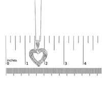 .925 Sterling Silver 1.00 Cttw Baguette and Round Diamond Open Heart Pendant Necklace - KIAHMILLA