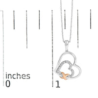 .925 Sterling Silver Double Heart Pendant Necklace with Diamond and 10K Rose Gold Accent - KIAHMILLA