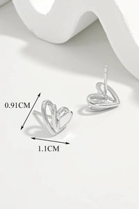 925 Sterling Silver Heart Stud Earrings - Coolpeacock