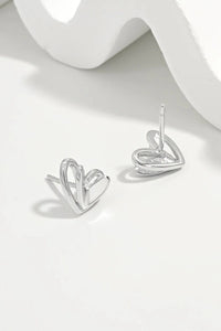 925 Sterling Silver Heart Stud Earrings - Coolpeacock