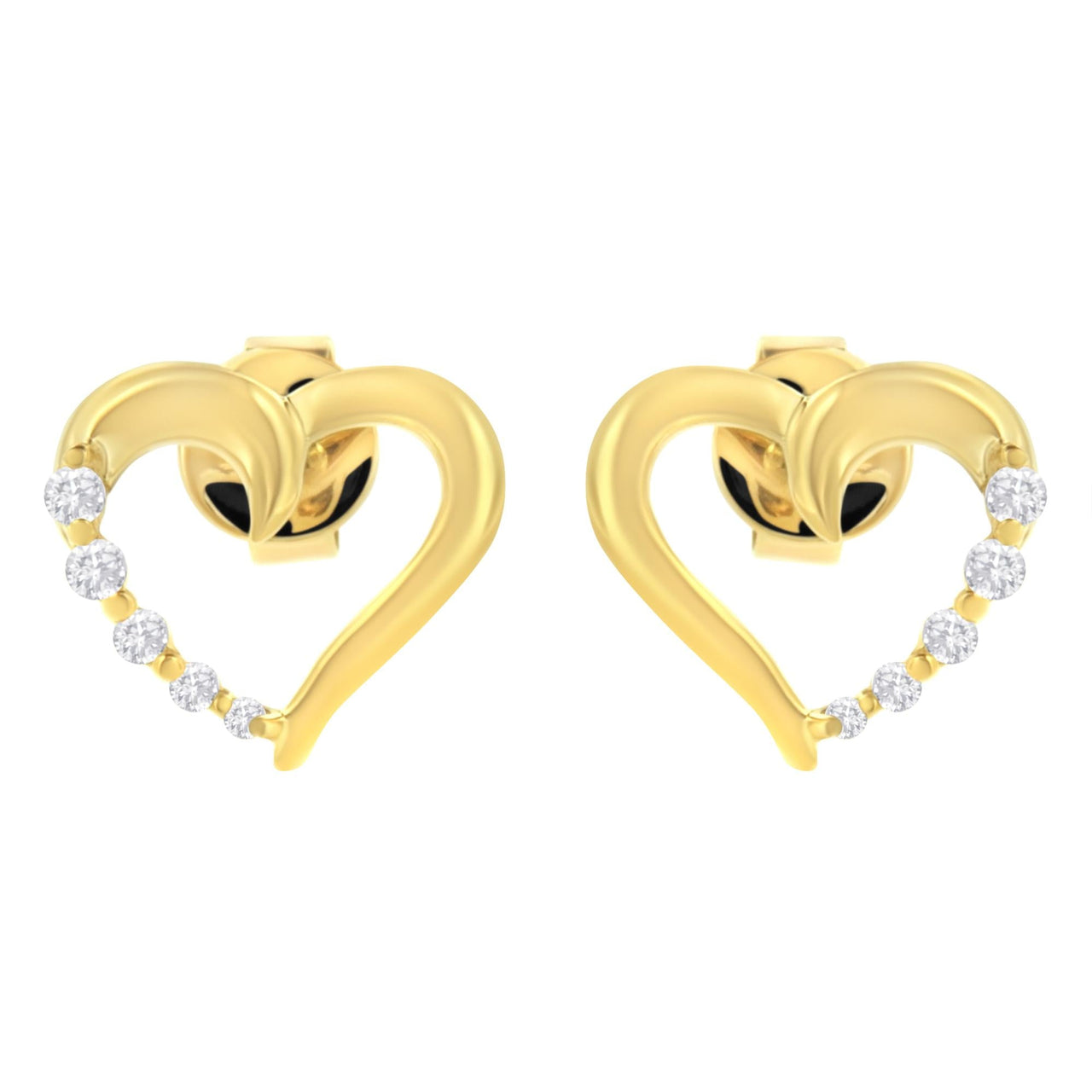14KT Yellow Gold 1/8 cttw Diamond Journey Heart Earrings (K-L, I1-I2)