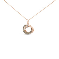 14K Rose Gold 3/4 Cttw Brown and White Diamond Interlocking Circle Hoop 18