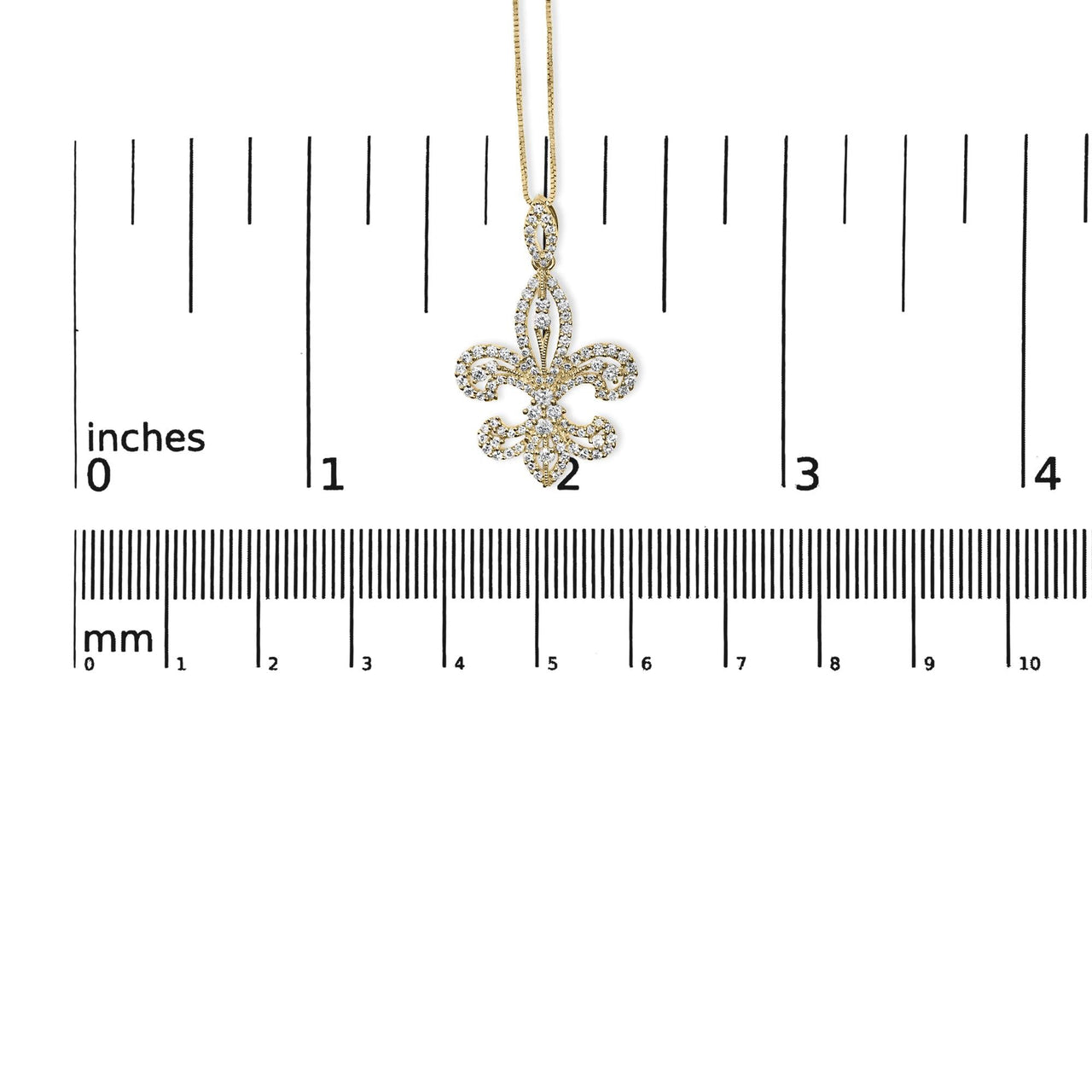 14K Yellow Gold 1.00 Cttw Round Diamond Fleur De Lis 18" Pendant Necklace (H-I Color, SI2-I1 Clarity)