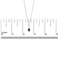 10K White Gold Emerald Cut 6x4 MM Blue Sapphire Solitaire Pendant Necklace - 18 inch