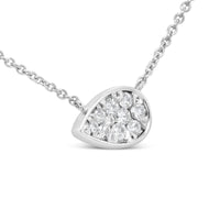 14K White Gold 1/4 Cttw Round Diamond Composite Teardrop Shape 18