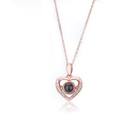 Personalized Heart Projection Necklace with Diamonds