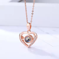 Personalized Heart Projection Necklace with Diamonds
