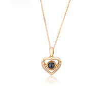 Personalized Heart Projection Necklace with Diamonds