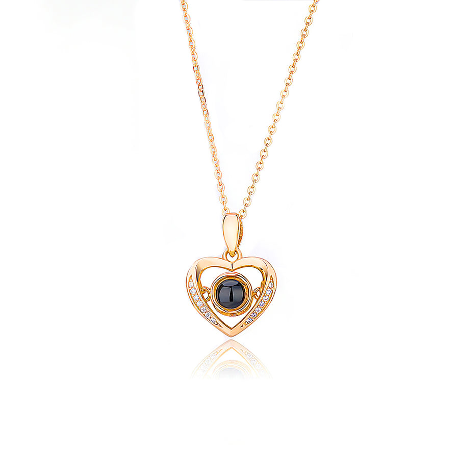 Personalized Heart Projection Necklace with Diamonds