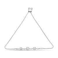 10K White Gold 0.41 Cttw Round Prong and Bezel Set Cluster Diamond Alternate Pattern Bolo Bracelet (I-J Color, I1-I2 Clarity) - Adjustable 4