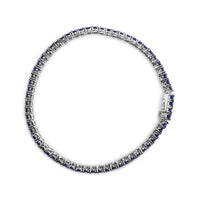 .925 Sterling Silver 5 3/4 Cttw Round Created Blue Sapphire Tennis Bracelet - 7.25