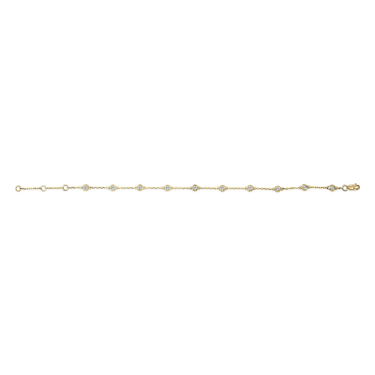14K Gold 1/2 Cttw Bezel Set Lab Grown Diamond Station Bracelet