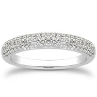14k White Gold Triple Multi-Row Micro- Pave Diamond Wedding Ring Band