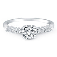 14k White Gold Shared Prong Accent Diamond Engagement Ring