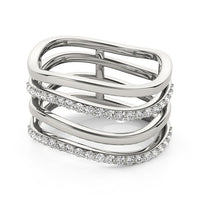 14k White Gold Multiple Band Design Ring with Diamonds (3/8 cttw)