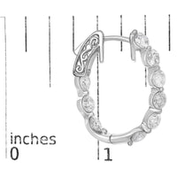 14K White Gold 3 3/4 Cttw Graduating Diamond Oval Hoop Earrings