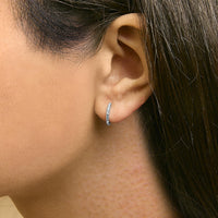 10K Gold 1/4 Cttw Diamond Double Sided Huggie Hoop Earrings