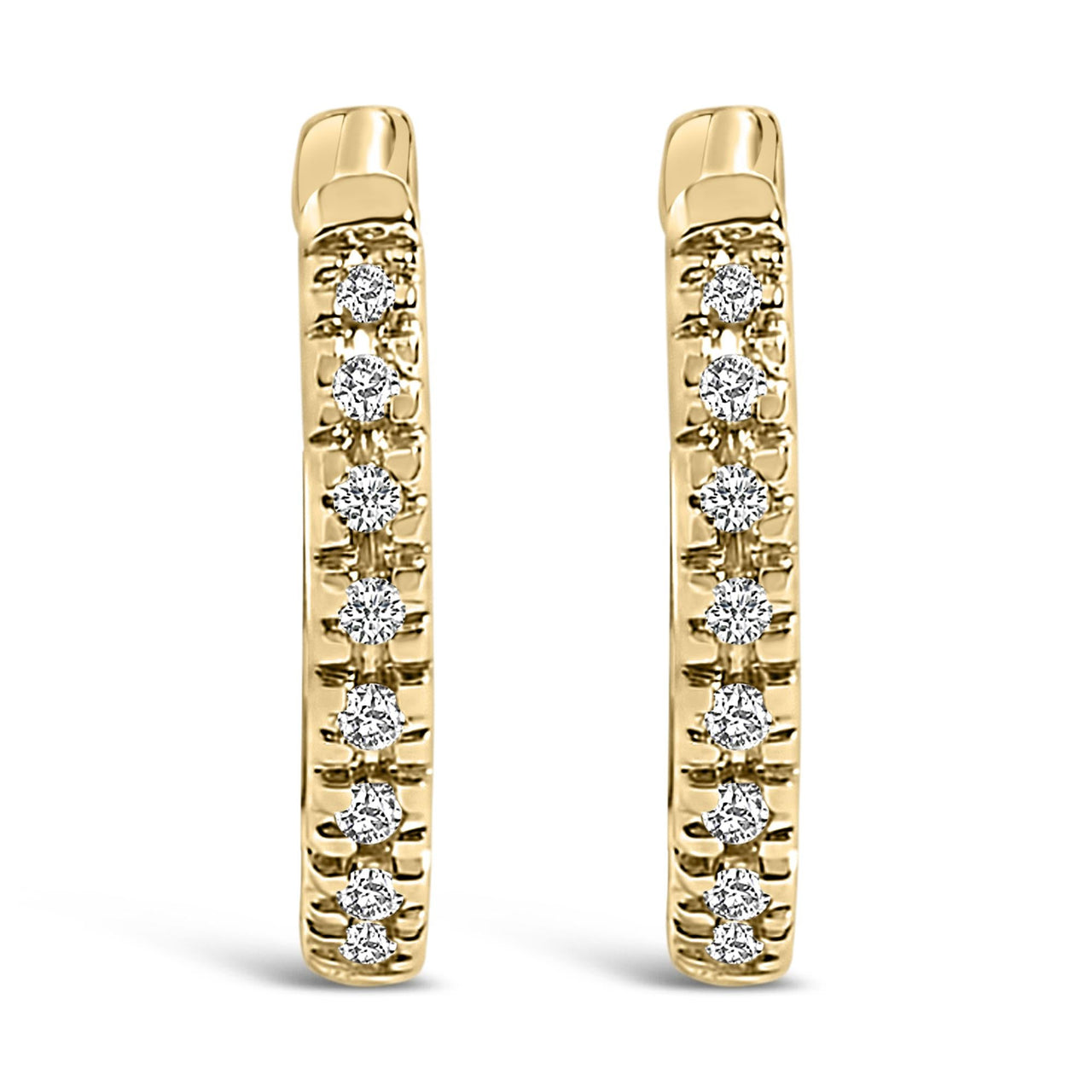 14K Gold 1/5 CTW Diamond Huggie Hoop Earrings