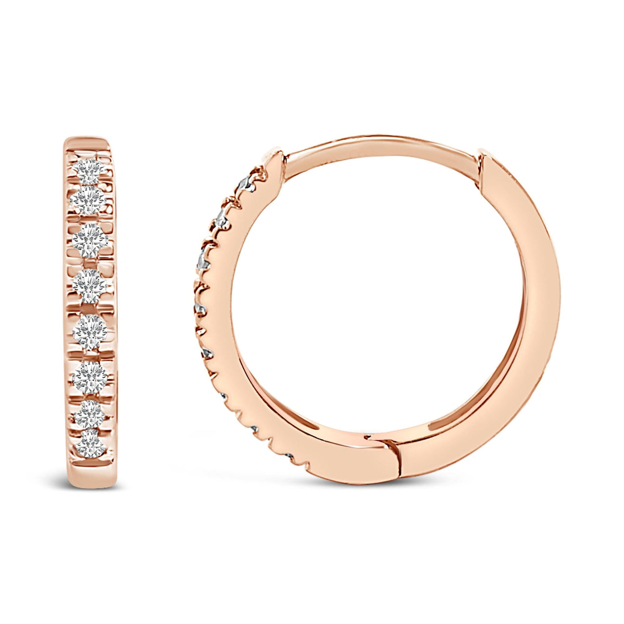 14K Gold 1/5 CTW Diamond Huggie Hoop Earrings