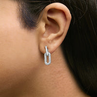 10K Gold 1/2 Cttw Lab Grown Diamond Dangling Paperclip Drop Earrings